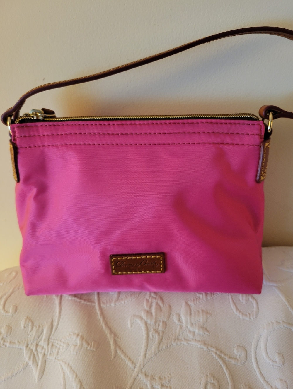 Dooney & Bourke Hot Pink Nylon Shoulder Or Pouchette Bag.